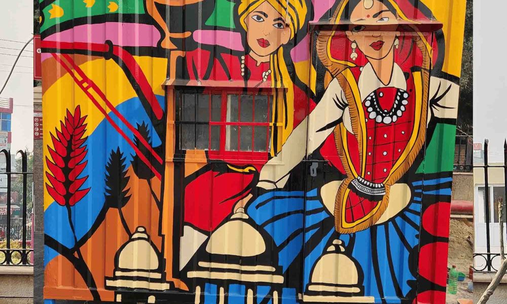 Heritage Mural Artist in Delhi – Revive Stories on your Walls | Artherwa | Vibrant Indian cultural mural on container